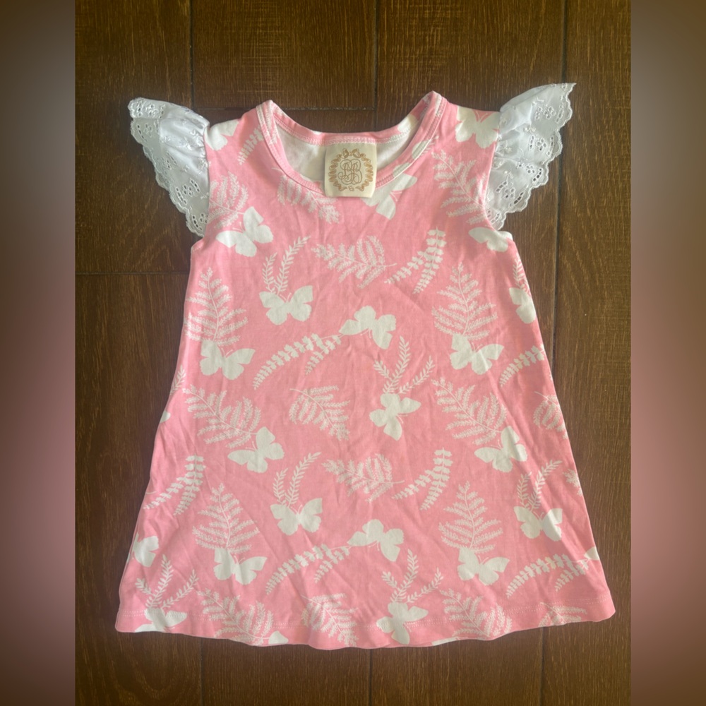 Beaufort Bonnet Pink Butterfly & Fern Lace Sleeve 2T Dress